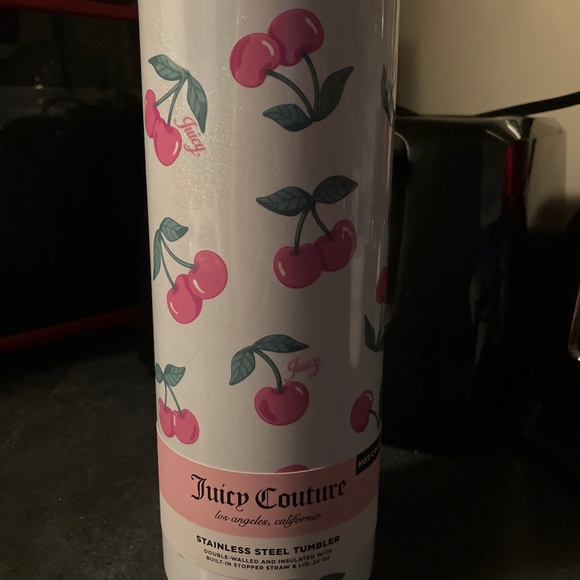 Juicy Couture White Tumbler with Pink and Green Cherry Design - Picture 1 of 5